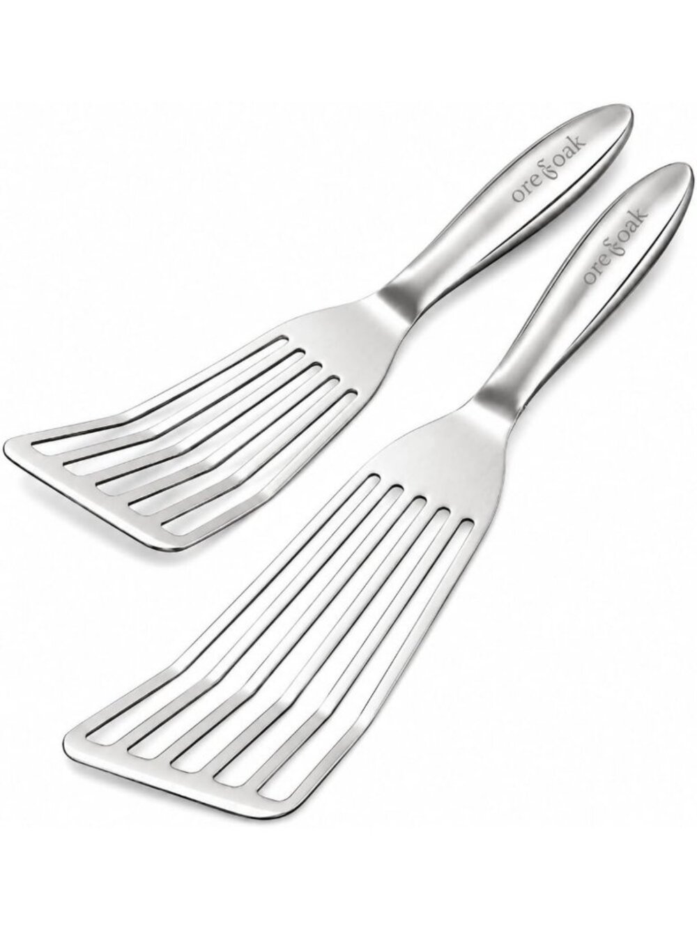 2-Piece Stainless Steel Fish Spatula Set - Slotted Turner & Small Metal Spatula